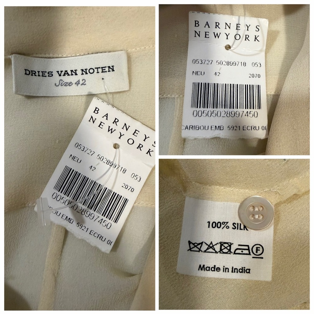 Dries Van Noten Tan Blouse Silk Beaded Embellished 10 Cocktail Party Fancy 🟡 - Picture 14 of 16